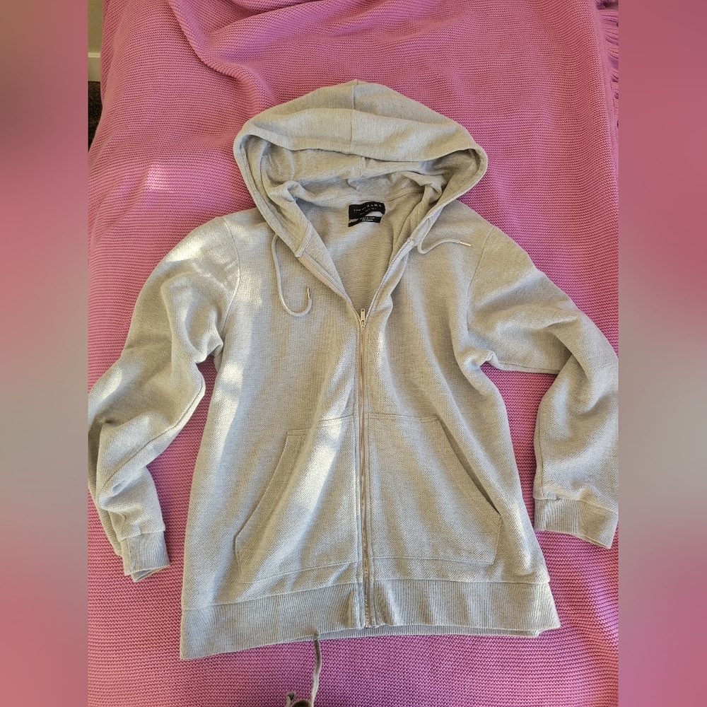 Zara Waffle Hoodie Zip Layering